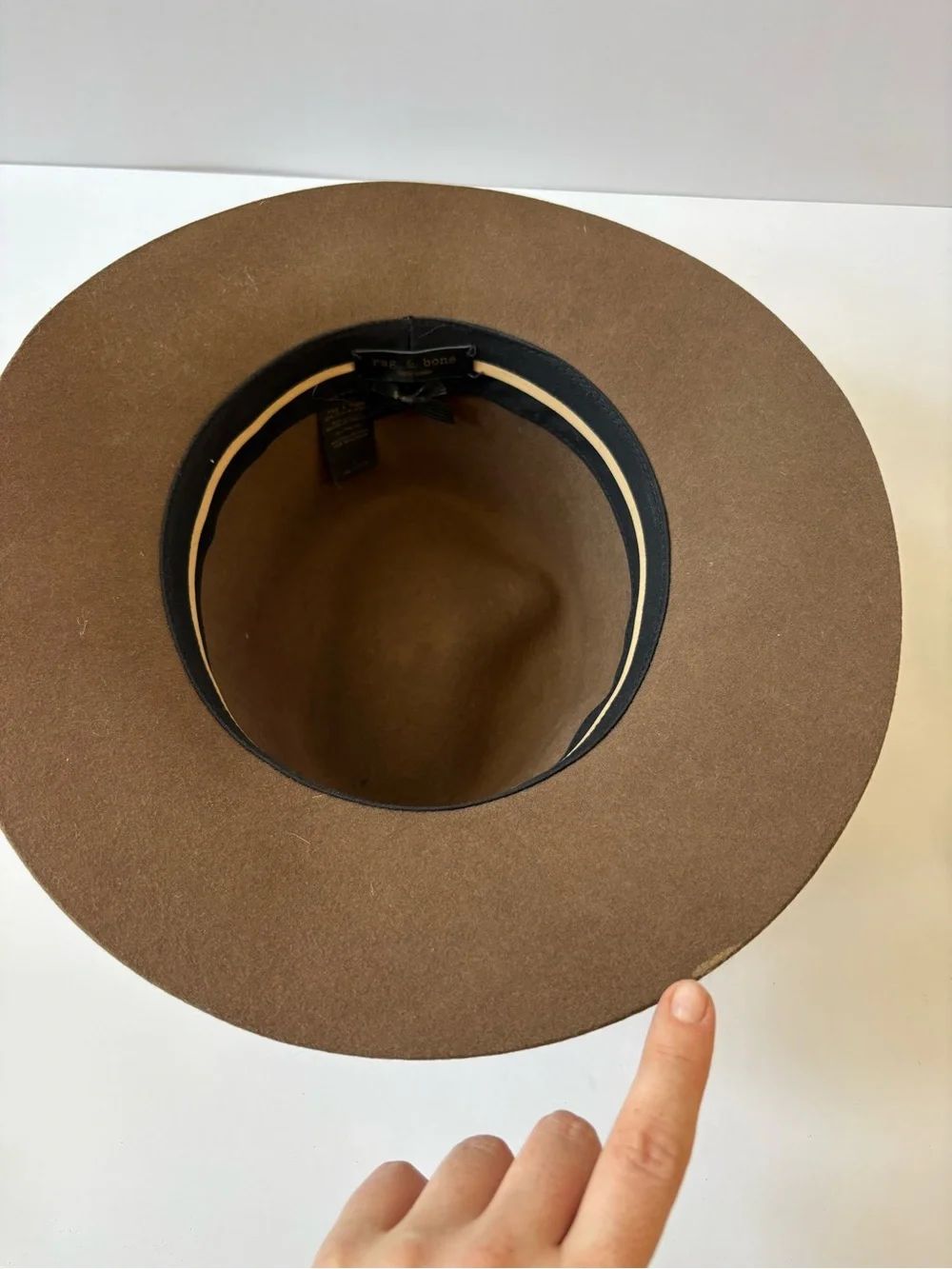 Rag&Bone Floppy Brim Felt Wool Fedora Hat Pecan Brown L Leather Trim Western